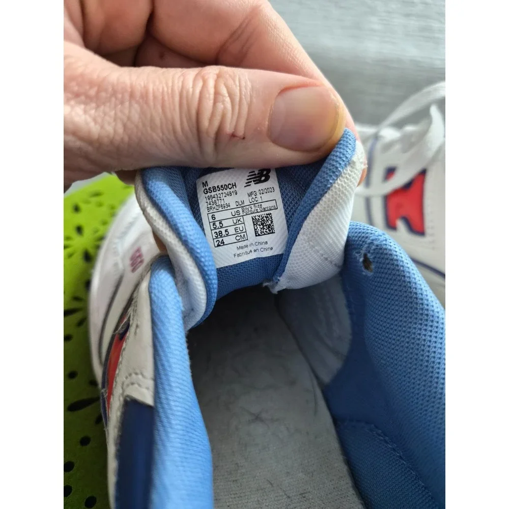 New Balance 550 GSB550CH Boys US 6 M Athletic Shoes White Atlantic Blue Sneakers